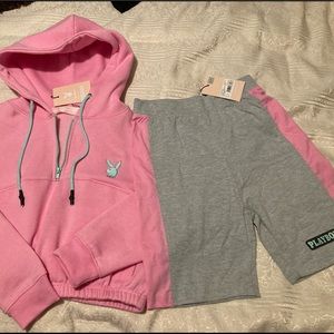 NWT PLAYBOY Misguided Hoodie/Bike Shorts BUNDLE